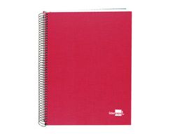 Cuaderno espiral liderpapel A5 micro papercoat tapa forrada 140h 75 gr cuadro5mm 5 bandas 6 taladros rojo