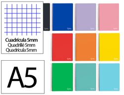 Cuaderno espiral liderpapel A5 micro witty tapa dura 120h 90gr cuadro 5mm 5 bandas 6 taladros colores surtidos