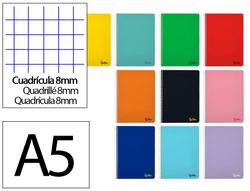 Cuaderno espiral liderpapel A5 smart tapa blanda 80h 75gr cuadro 8mm con margen colores surtidos