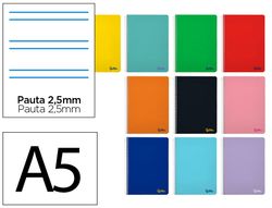 Cuaderno espiral liderpapel A5 smart tapa blanda 80h 75gr pauta 2,5mm con margen colores surtidos