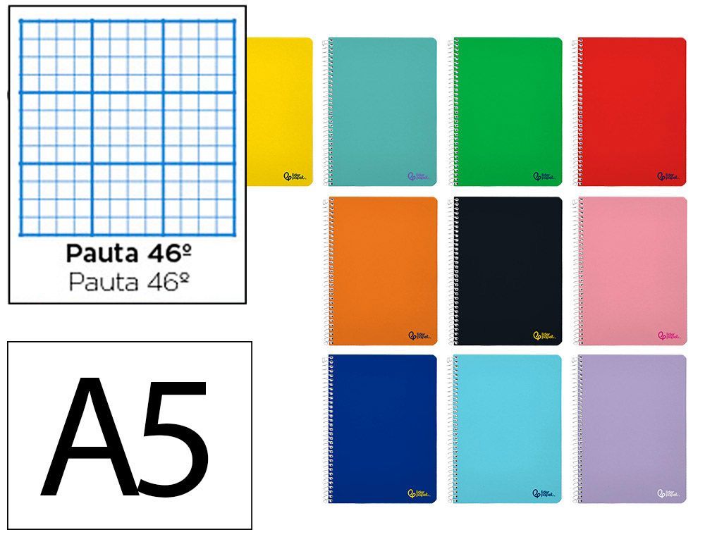 Cuaderno espiral liderpapel A5 smart tapa blanda 80h 75gr rayado nş46 colores surtidos