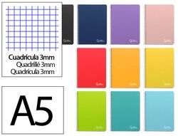 Cuaderno espiral liderpapel A5 witty tapa dura 80h 90gr cuadro 3mm con margen colores surtidos