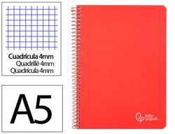 Cuaderno espiral liderpapel A5 witty tapa dura 80h 90gr cuadro 4mm con margen color rojo