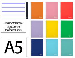 Cuaderno espiral liderpapel A5 witty tapa dura 80h 90gr rayado horizontal 8mm con margen colores surtidos