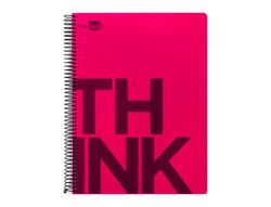 Cuaderno espiral liderpapel a7 micro wonder tapa plastico 100h 90 gr cuadro 5mm 4 bandas color rosa