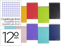 Cuaderno espiral liderpapel bolsillo doceavo apaisado witty tapa dura 80h 75gr cuadro 4 mm colores surtidos