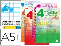 Cuaderno Espiral Liderpapel Cuarto Pautaguia Tapa Blanda 40H 80 Gr Cuadro Pautado 4Mm Colores Surtidos