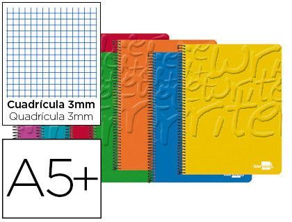 Cuaderno espiral liderpapel cuarto smart tapa blanda 80h 60gr 3mm con margen colores surtidos