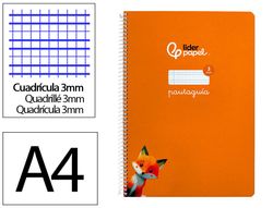 Cuaderno espiral liderpapel din A4 pautaguia tapa dura 80h 90 gr cuadro pautado 3mm color naranja