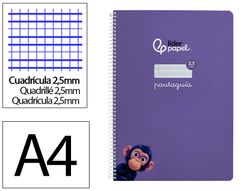 Cuaderno espiral liderpapel din A4 pautaguia tapa dura 80h 90 gr cuadro pautado 2,5mm color lila