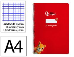 Cuaderno espiral liderpapel din A4 pautaguia tapa dura 80h 90 gr cuadro pautado 2,5mm color rojo