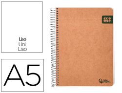 Cuaderno espiral liderpapel din A5 tapa cartulina kraft contracolada 120h papel 100% reciclado 80 gr liso