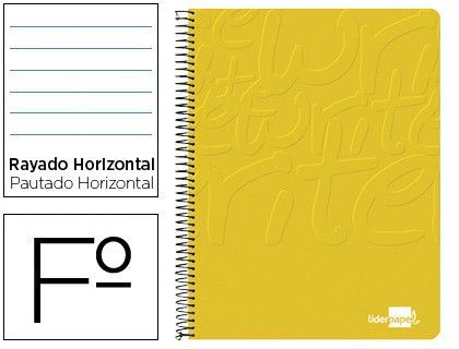 Cuaderno espiral liderpapel folio write tapa blanda 80h 60gr horizontal con margen color amarillo