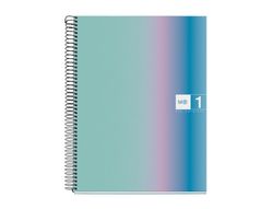 Cuaderno espiral miquelrius din A4 80 hojas 90 gr cuadro 5 mm tapa forrada aurora santorini