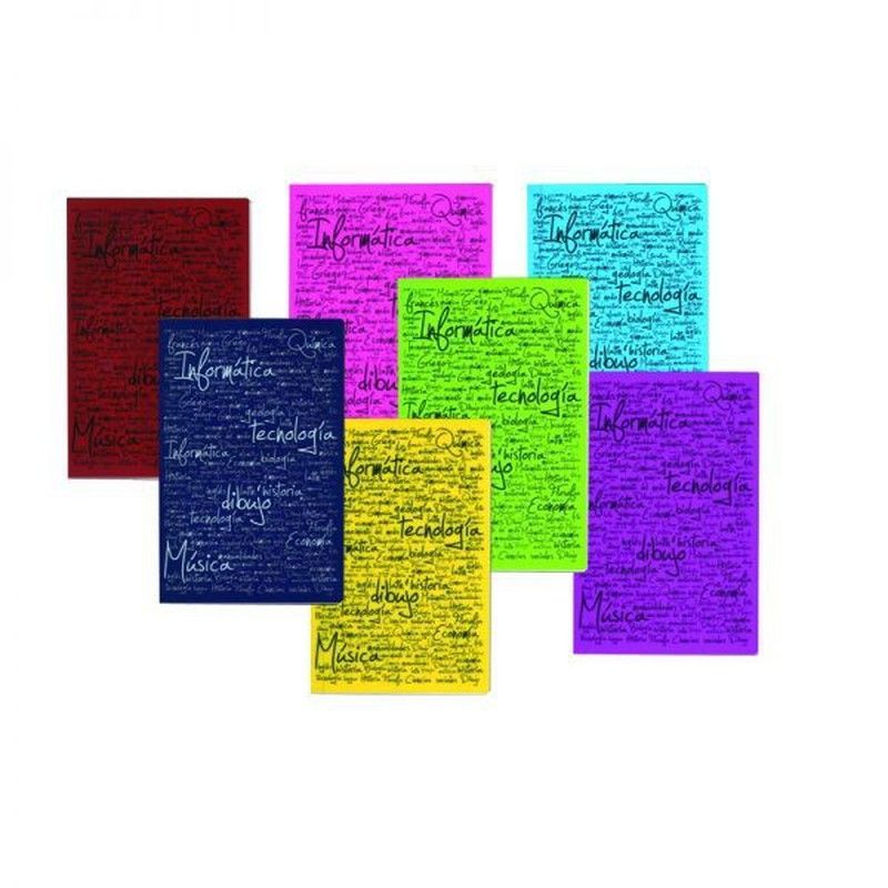 Cuaderno espiral tapa plástico materias, 80 hojas