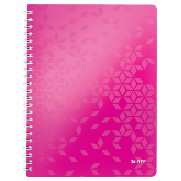 Cuaderno Wiro Leitz WOW. PP. 80 hojas rayado horizontal, DIN A4, fucsia