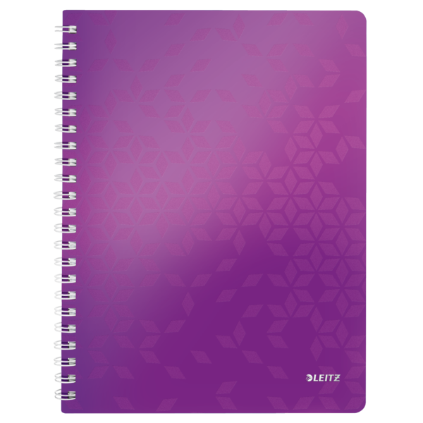 Cuaderno Wiro Leitz WOW. PP. 80 hojas rayado horizontal, DIN A4, violeta