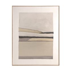 Cuadro abstracto de lienzo y madera en beige y marrón claro, 120 x 5 x 150 cm | Valeria