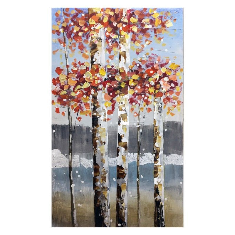 Cuadro árboles colorido fondo azul (60 x 100 cm) | Serie Naturaleza