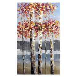 Cuadro árboles colorido fondo azul (60 x 100 cm) | Serie Naturaleza