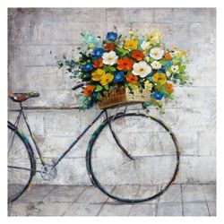 Cuadro Bicicleta con Flores,  100 x 100 cm