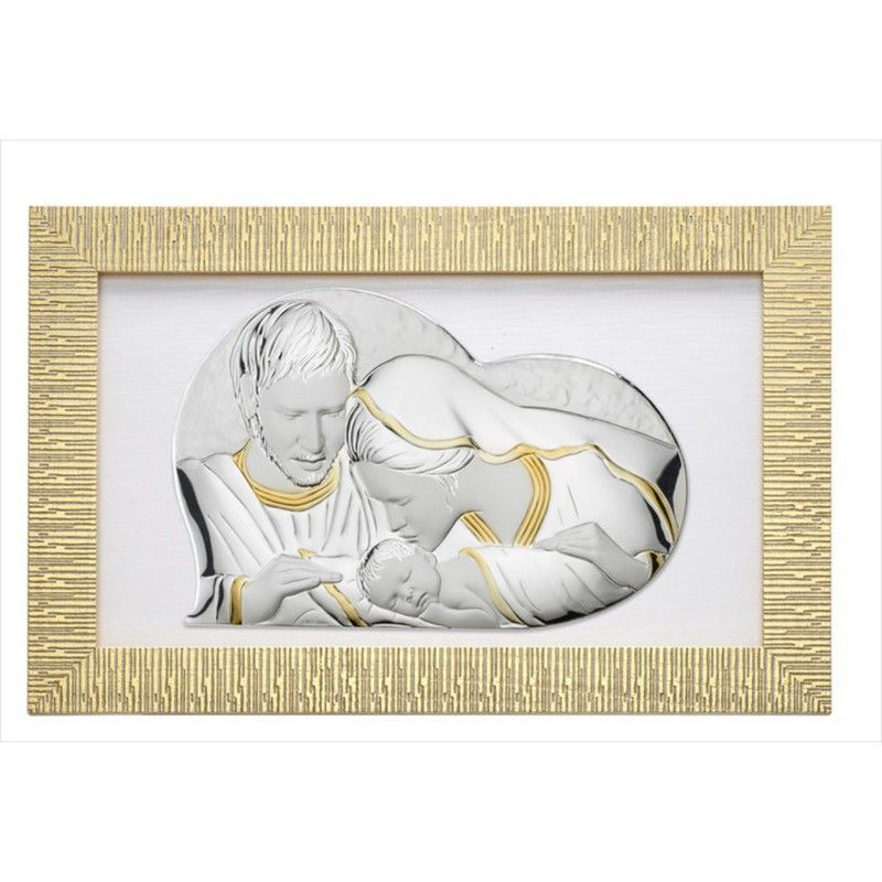 Cuadro Corazón Sagrada Familia Plateada Bicolor Dorado EV5150/02O 54x37cm