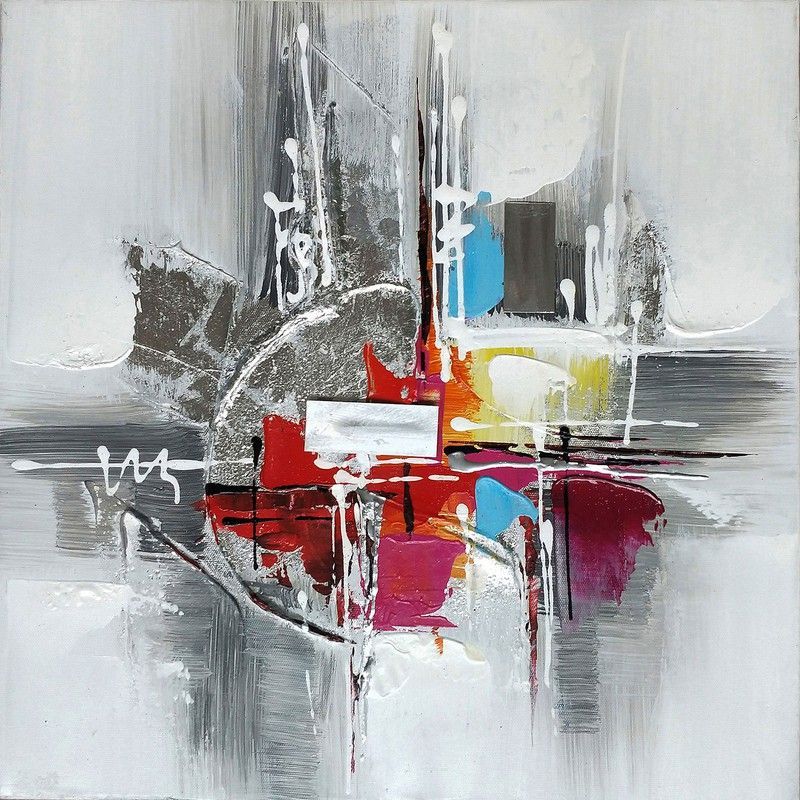 Cuadro decorativo 3D al óleo multicolor, 100x3,5x100 cm | Abtracto