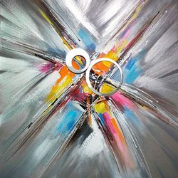 Cuadro decorativo 3D  explosión, 100 x  100 cm, al óleo multicolor  |  Colección Abstracto