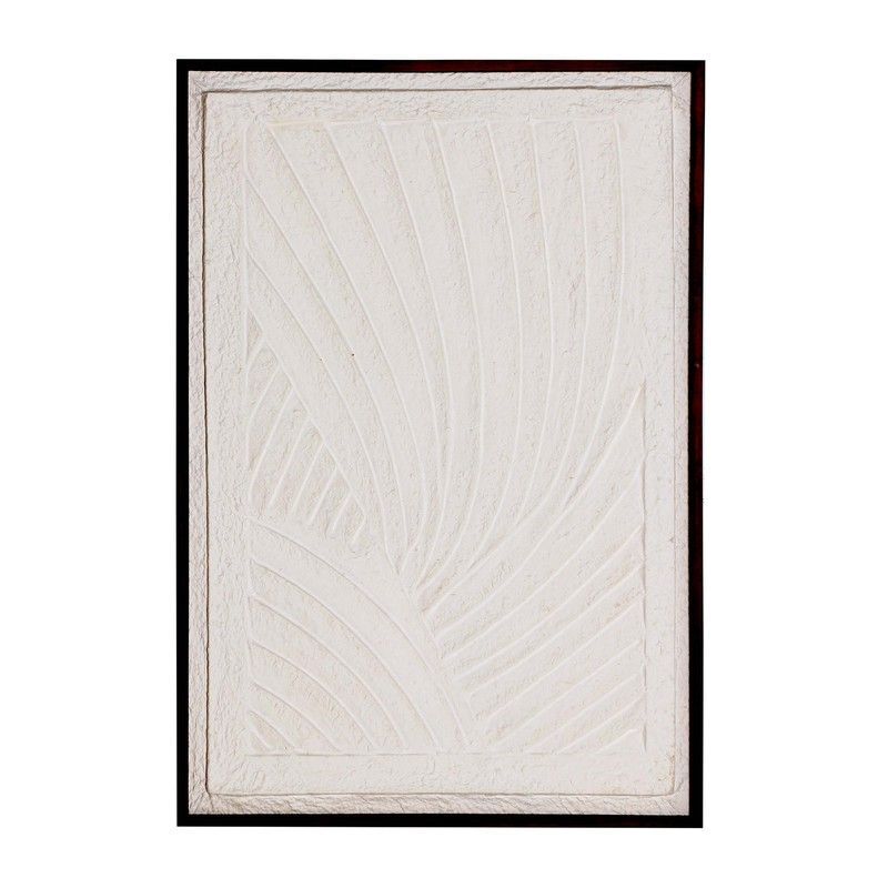 Cuadro Nakal en papel maché y madera de paulownia en blanco, 65 x 2 x 95 cm