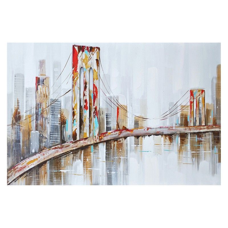 Cuadro paisaje urbano con puente (120 x 80 cm) | Serie Urbano