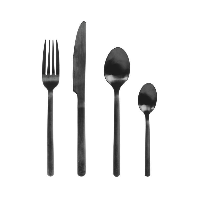 Cuberteria Inox.24 Pz. Pulse Negro Opaco