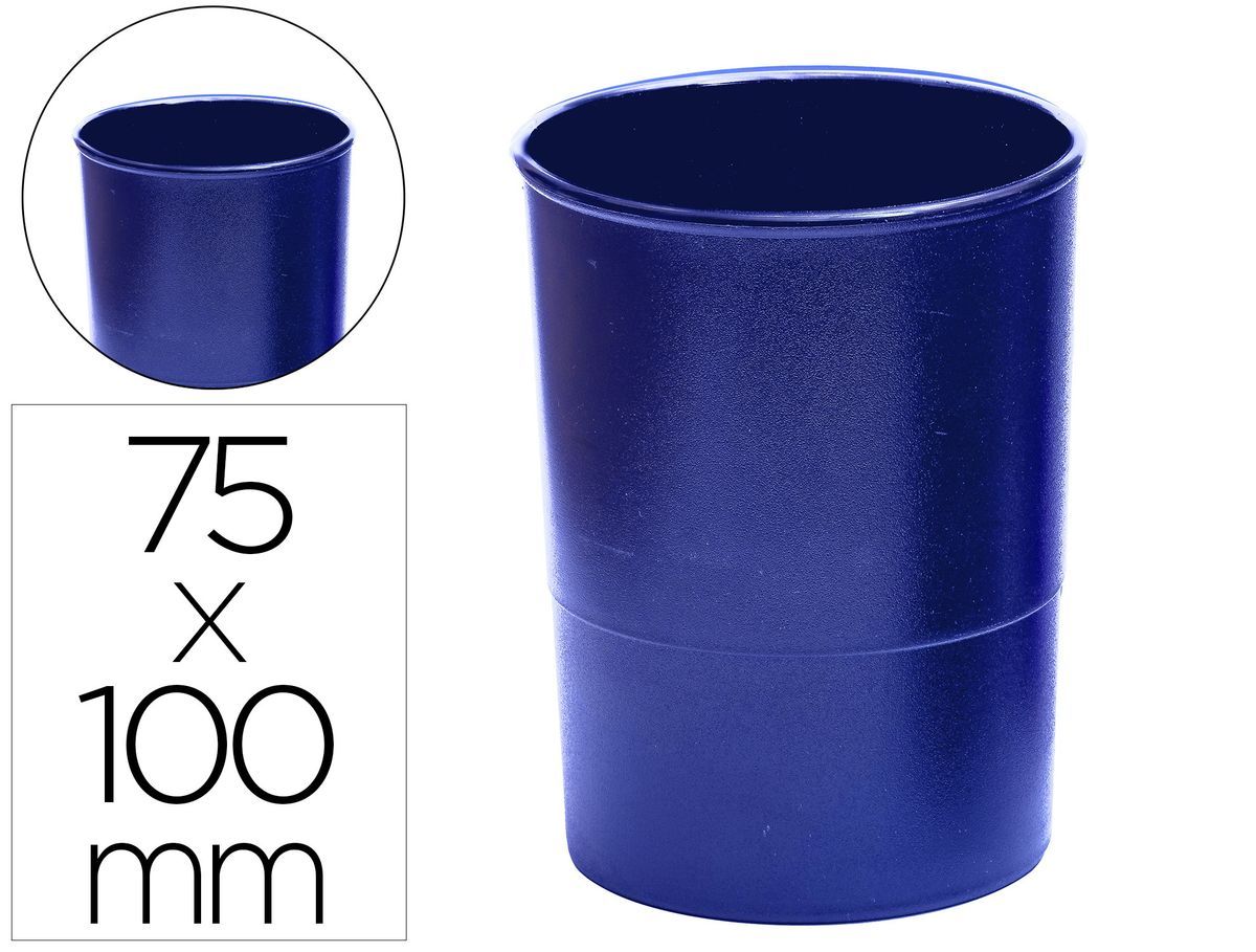 Cubilete portalapices q-connect plastico azul opaco