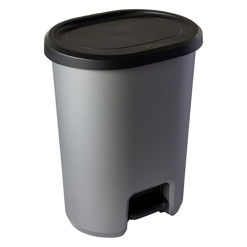 Cubo Basura Pedal 27L.Gris Metal.Habitex