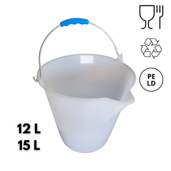 Cubo blanco con boquilla y asa