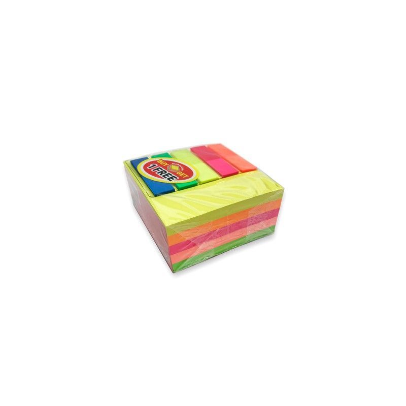 Cubo con 400 notas adhesivas + banderitas