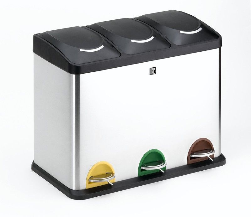Cubo reciclaje 3 compartimentos 45 l Iris