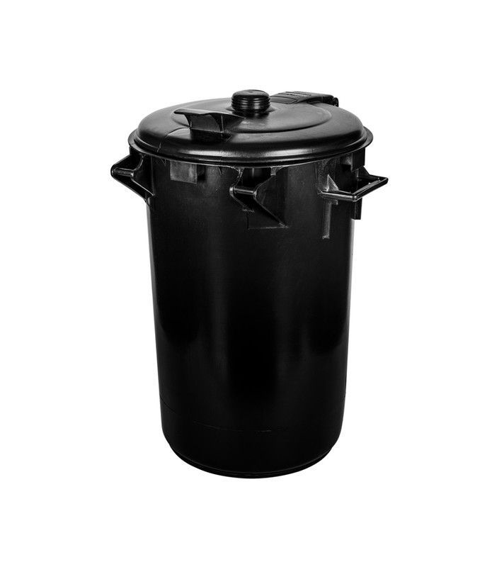 Cubos para basura negros con tapa de 80 litros