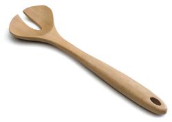 Cuchara para Ensalada Perforada Madera Haya 30X6 Cms Lacor