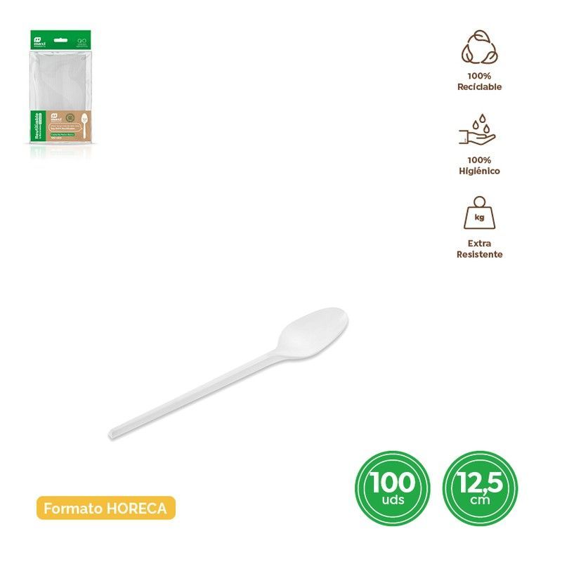Cucharita Postre Blanco 12,5 cm Reutilizable 100 unidades