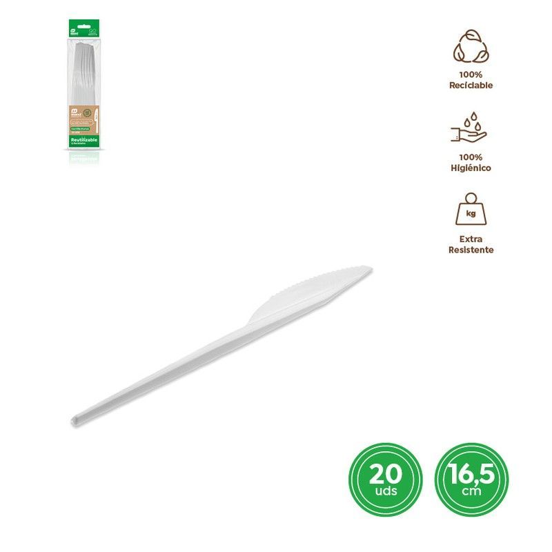 Cuchillo Blanco 16,5 cm Reutilizable 20 unidades