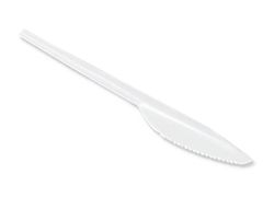 Cuchillo de plastico blanco reutilizable paquete de 100 unidades