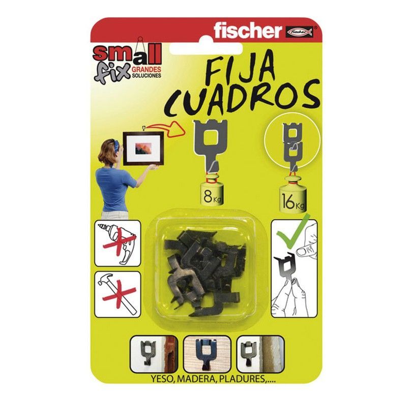 Cuelgacuadros FISCHER Fija Cuadros 8K Negro 8 Uds. Fischer