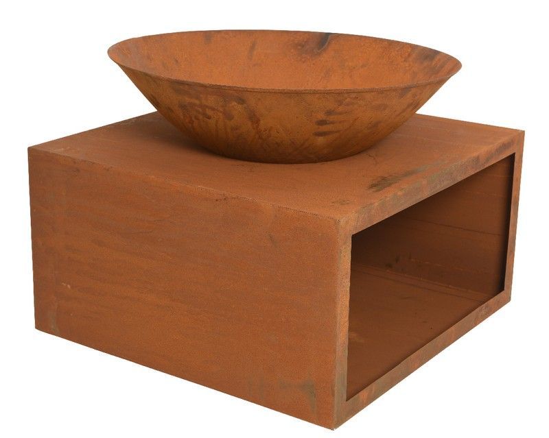 Cuenco de fuego cuadrado con recipiente óxido