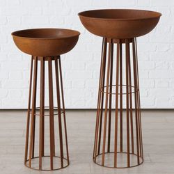 Cuenco de fuego minus con soporte redondo óxido pequeño: diametro 42 cm altura 82 cm