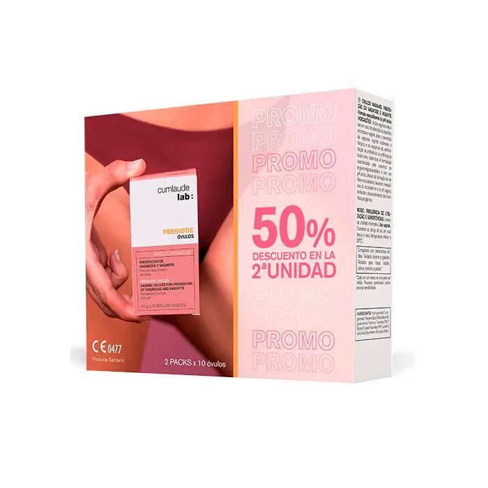 Cumlaude duplo prebiotic 2x10 óvulos vaginales 2ª ud al 50%