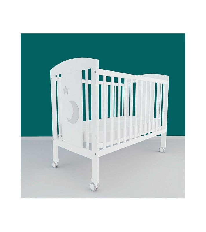 Cuna 60x120 Luna Jr Blanca -Apliques en Gris Cunas Folch