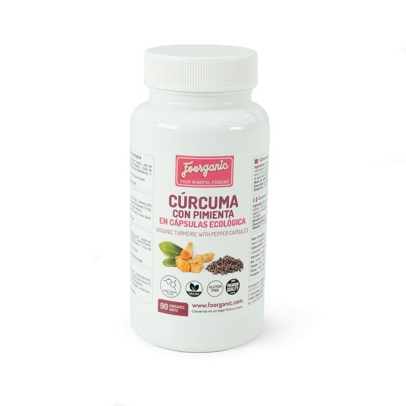 Cúrcuma con pimienta en cápsulas ecológica bote por 90 unidades