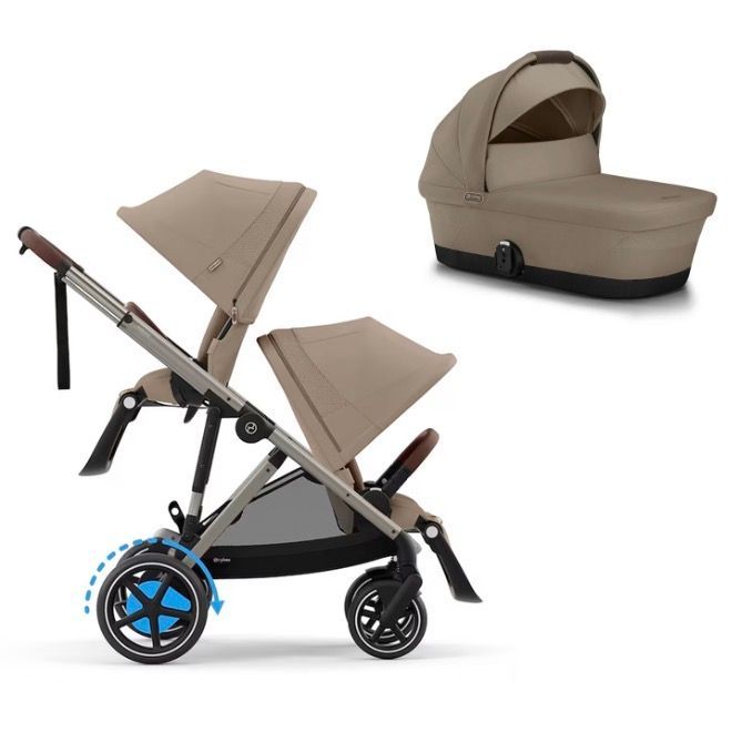 Cybex E-Gazelle S + 1 capazo Gazelle S Cot + Silla adicional Almond Beige