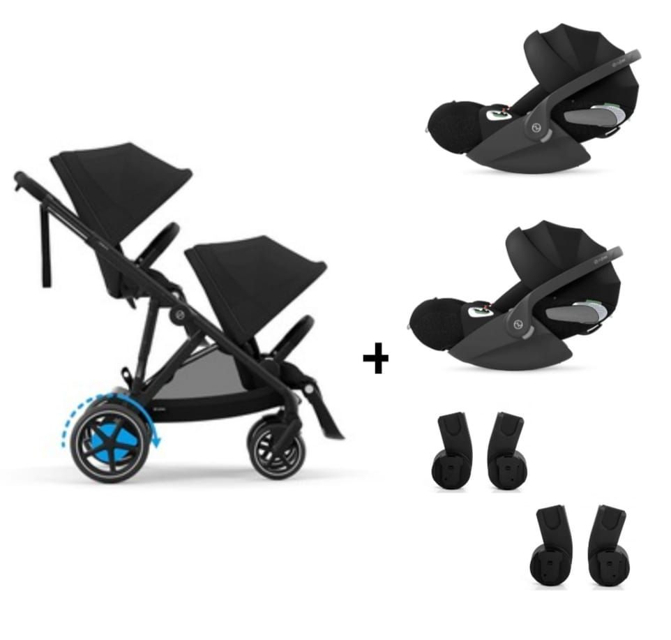 Cybex e-Gazelle S con 2 sillas, 2 portabebés Cloud G y 2 juegos de adaptadores