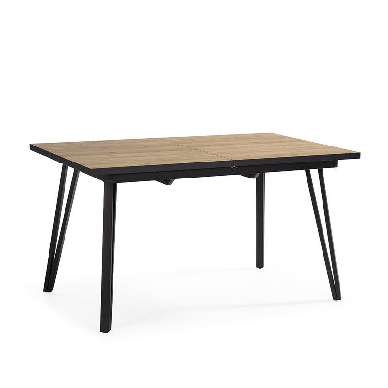 de madera en natural y negro, 140-180 x 90 x 77 cm | Cleo
